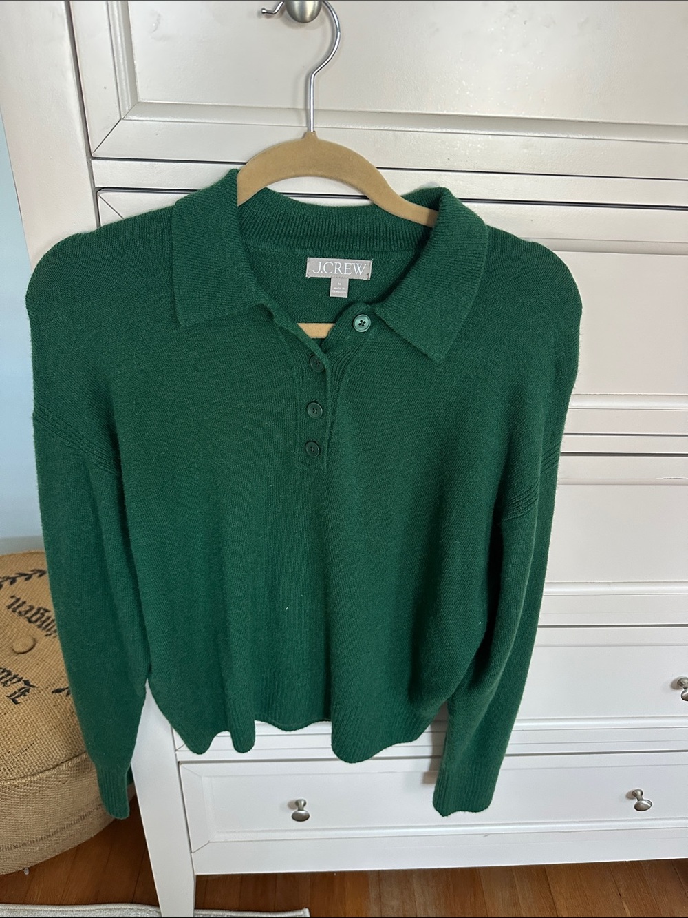 Like new J. Crew Dark Green Collared Button Pullover